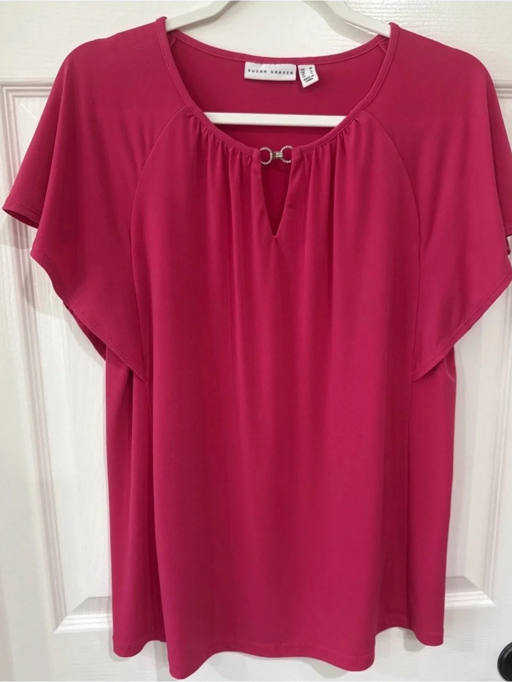 Susan Graver Women's M Lot of 3 Short Sleeve Tops Keyhole Accent Multicolor